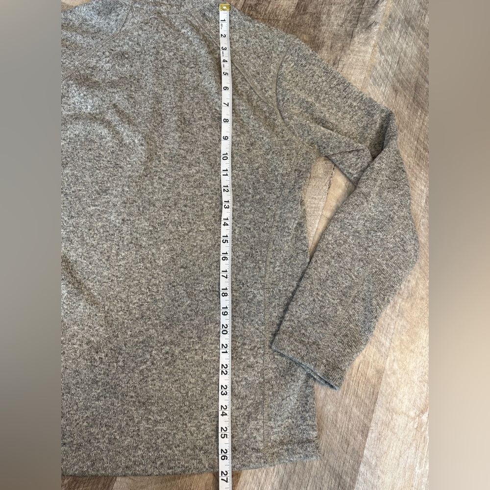 Eddie Bauer grey quarter zip sweater, stitched branding, like new - Picture 9 of 9